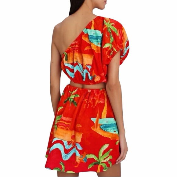 Farm Rio Ipanema one-shoulder cutout mini dress with a tropical print Size XS - Picture 5 of 12